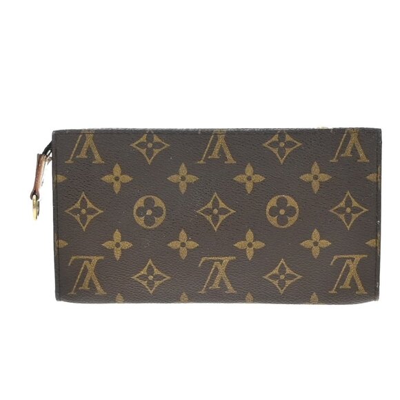 LOUIS VUITTON LV Logo Bucket GM Pouch Bag Monogram Leather Brown Gold - Picture 3 of 13